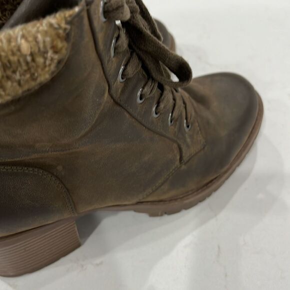 Universal Threads Combat Boot Womens 8.5 Lace Up Chunky Block Heels Casual Brown - Picture 4 of 5